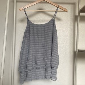 Grey Blue Banana Republic Tiered Pleated Top